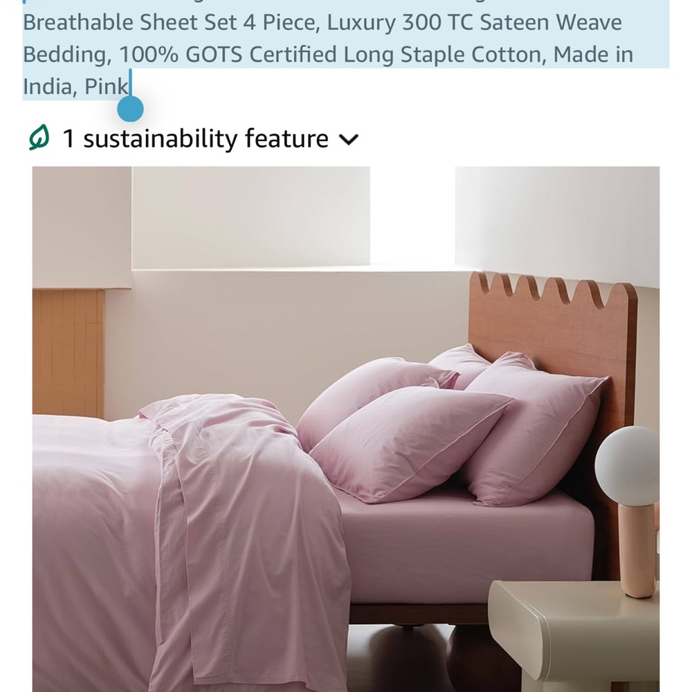 Luxury Pink Cotton Cal King  Bedding Set